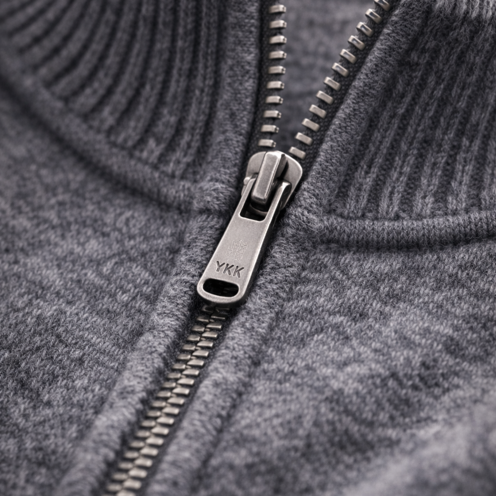 Ribbed Knit Sweater with Stand-up Collar for Men