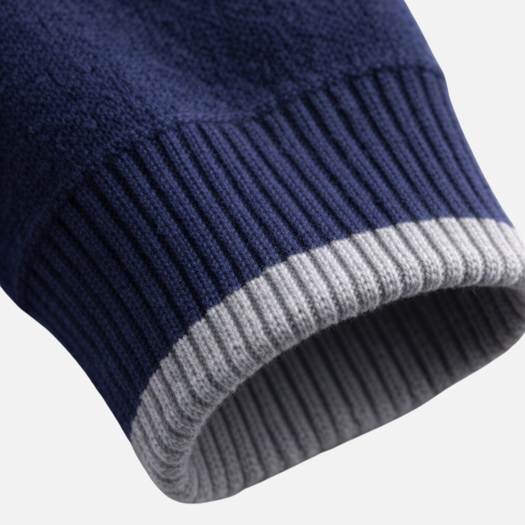Ribbed Knit Sweater with Stand-up Collar for Men
