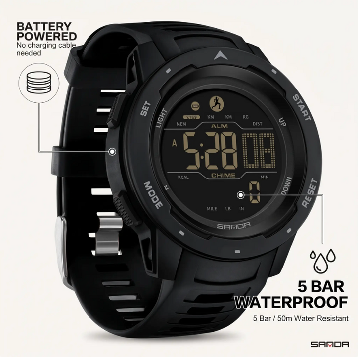 Robust Digital Watch – Waterproof with Integrated Pedometer for Adventure and Everyday Life 12