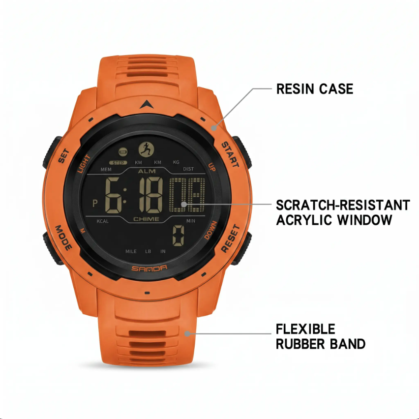 Robust Digital Watch – Waterproof with Integrated Pedometer for Adventure and Everyday Life 2