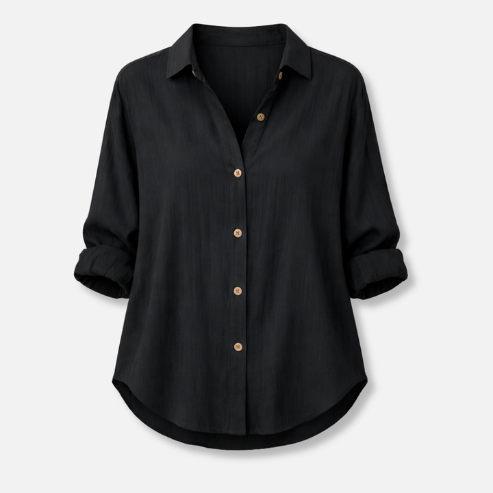 Lightweight Summer Blouse with Rolled Sleeves for Women
