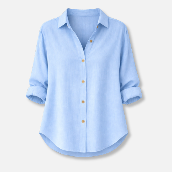 Lightweight Summer Blouse with Rolled Sleeves for Women