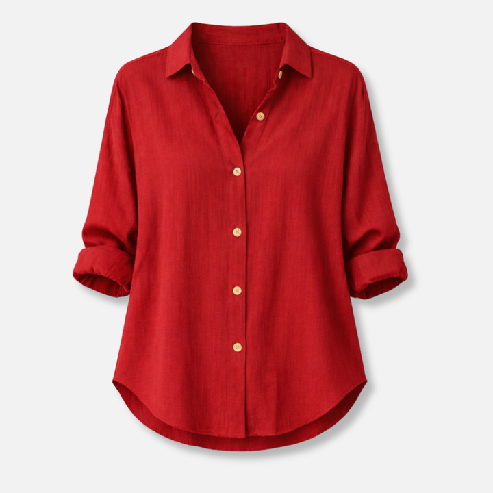 Lightweight Summer Blouse with Rolled Sleeves for Women