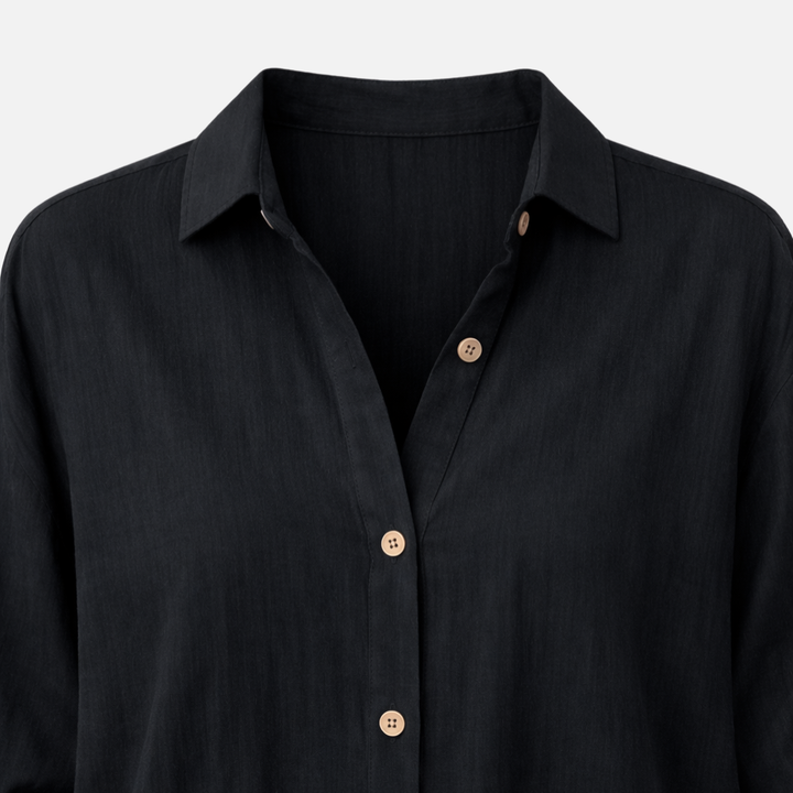 Lightweight Summer Blouse with Rolled Sleeves for Women