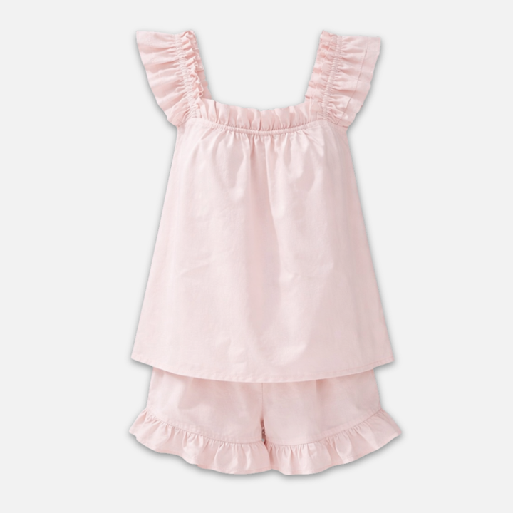 Ruffled Strap Top and Shorts Set with Ruffled Hem for Women