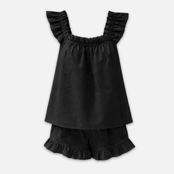 Ruffled Strap Top and Shorts Set with Ruffled Hem for Women
