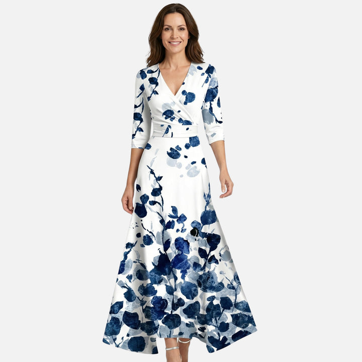 Satin V-Neck Tie-Waist Maxi Dress for Women