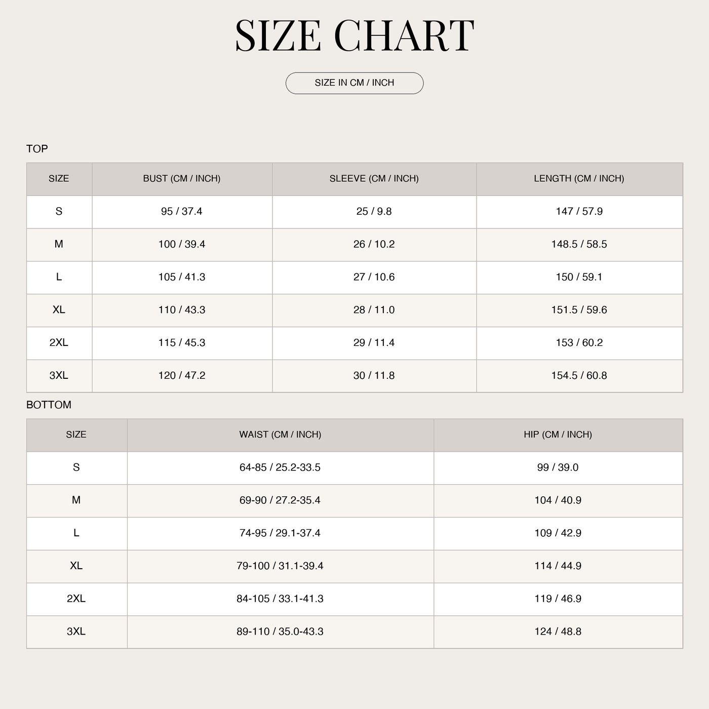 Women's Satin Set – Wide-Leg with Dolman Sleeves, Waist Belt size chart