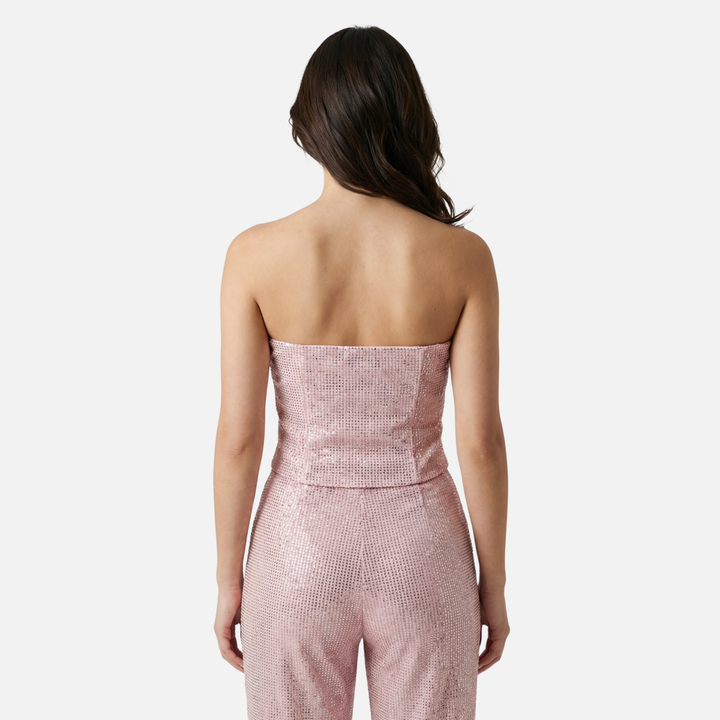 Sequin Two-Piece Set with Strapless Top and Pants for Women