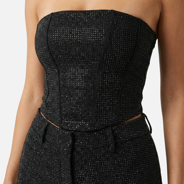 Sequin Two-Piece Set with Strapless Top and Pants for Women