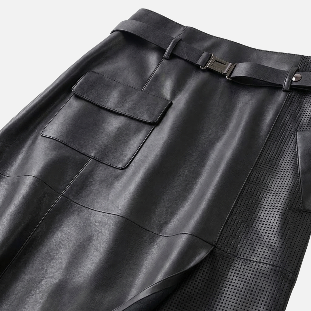 Sheepskin High Waisted Asymmetrical Panel Skirt for Women