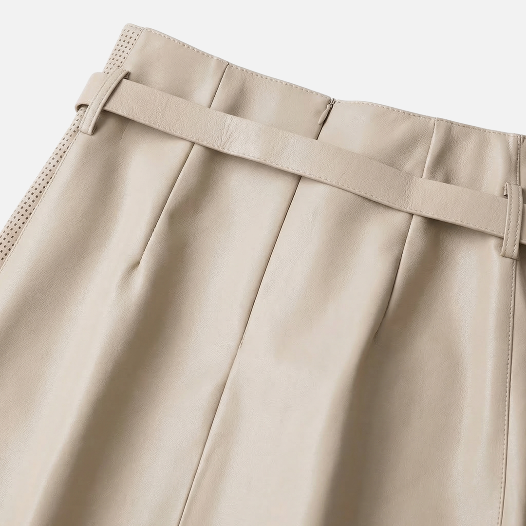 Sheepskin High Waisted Asymmetrical Panel Skirt for Women