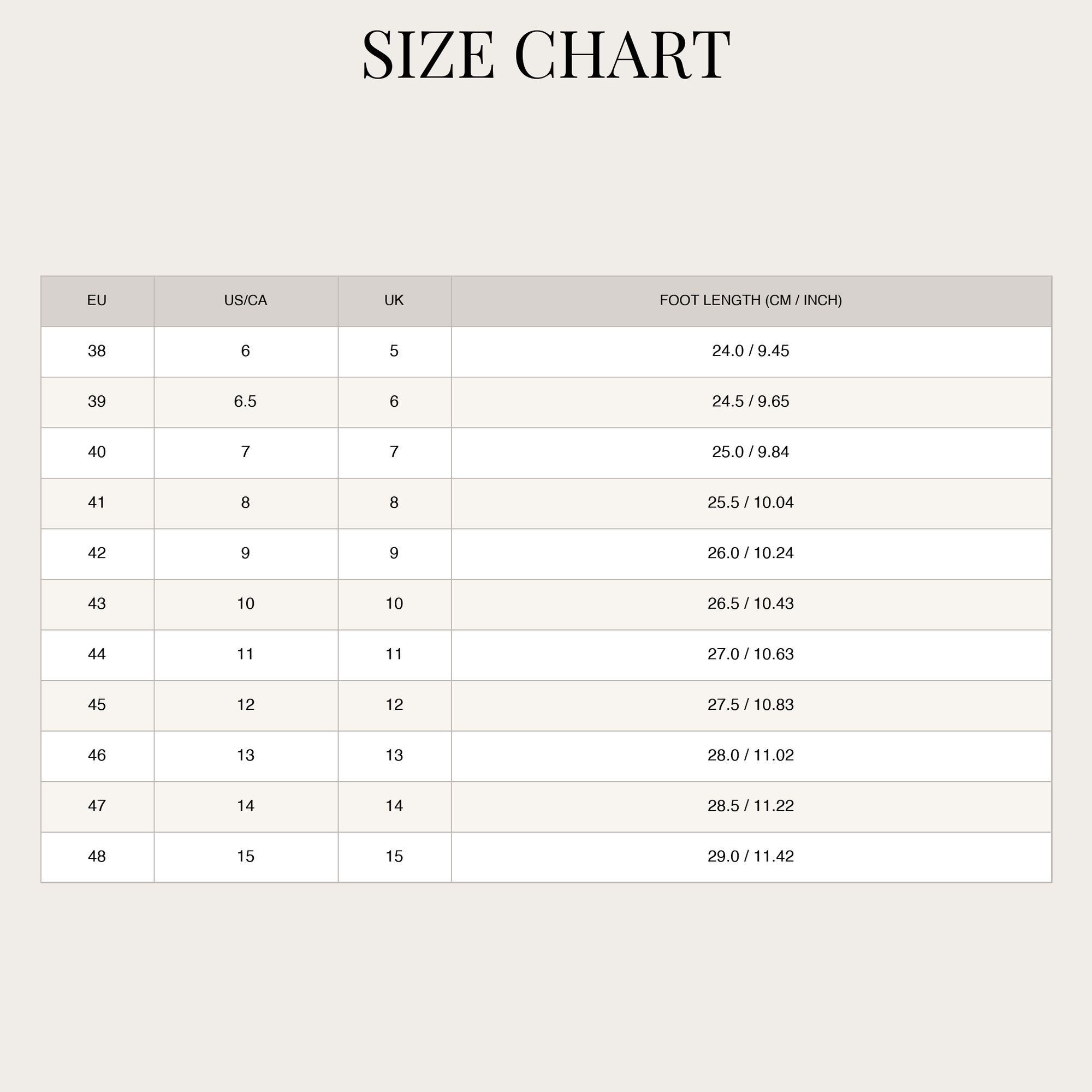 Size Chart