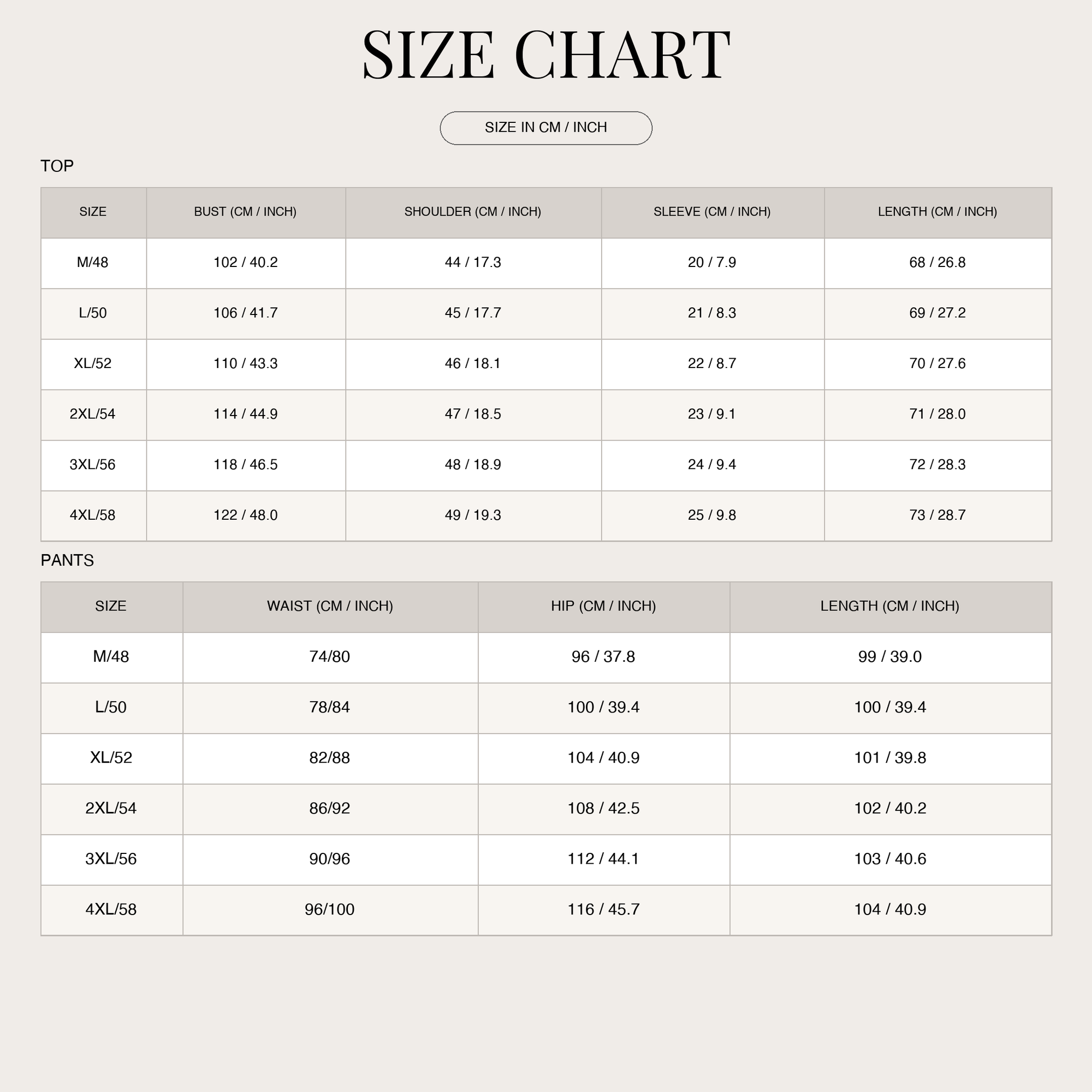 Size Chart