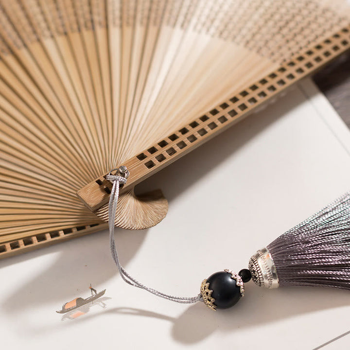 Silk and Bamboo Folding Fan – Handheld Fan for Warm Days 6