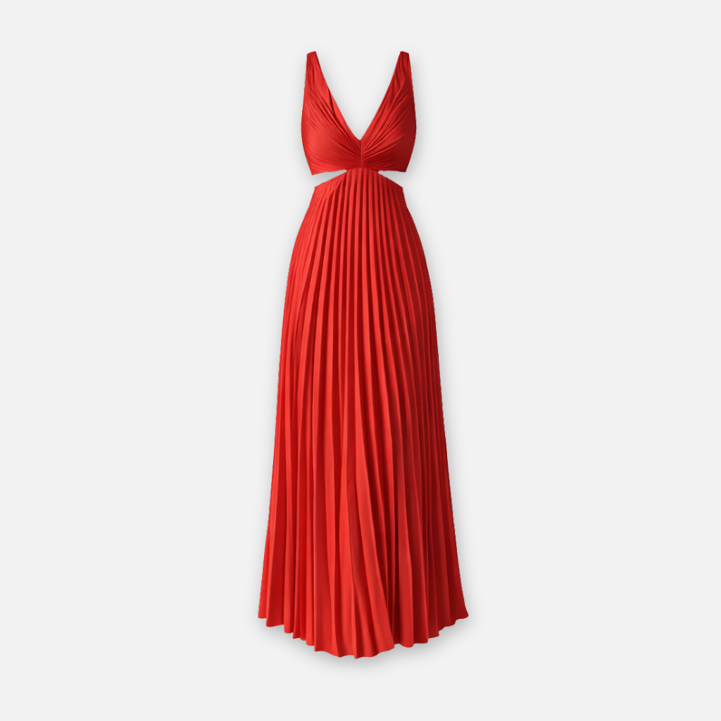 Sleeveless V-Neck Dress with Cut-Out Waist for Women