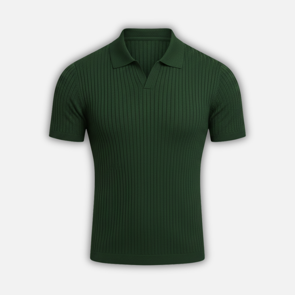Slim Fit Polo Shirt with V-Neck for Men