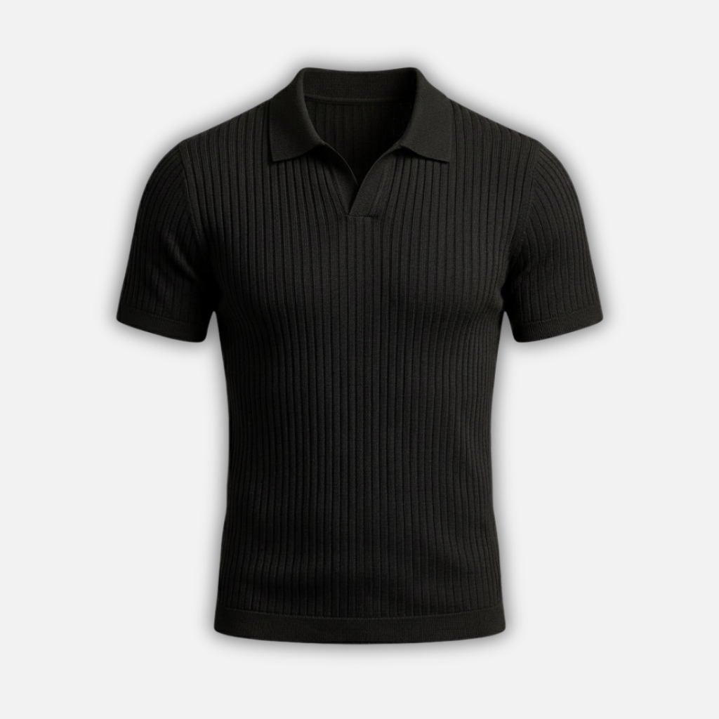 Slim Fit Polo Shirt with V-Neck for Men