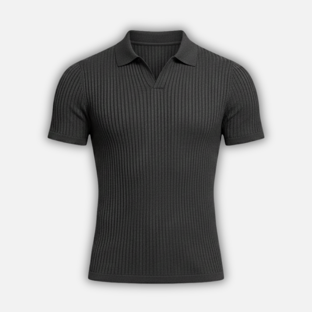Slim Fit Polo Shirt with V-Neck for Men