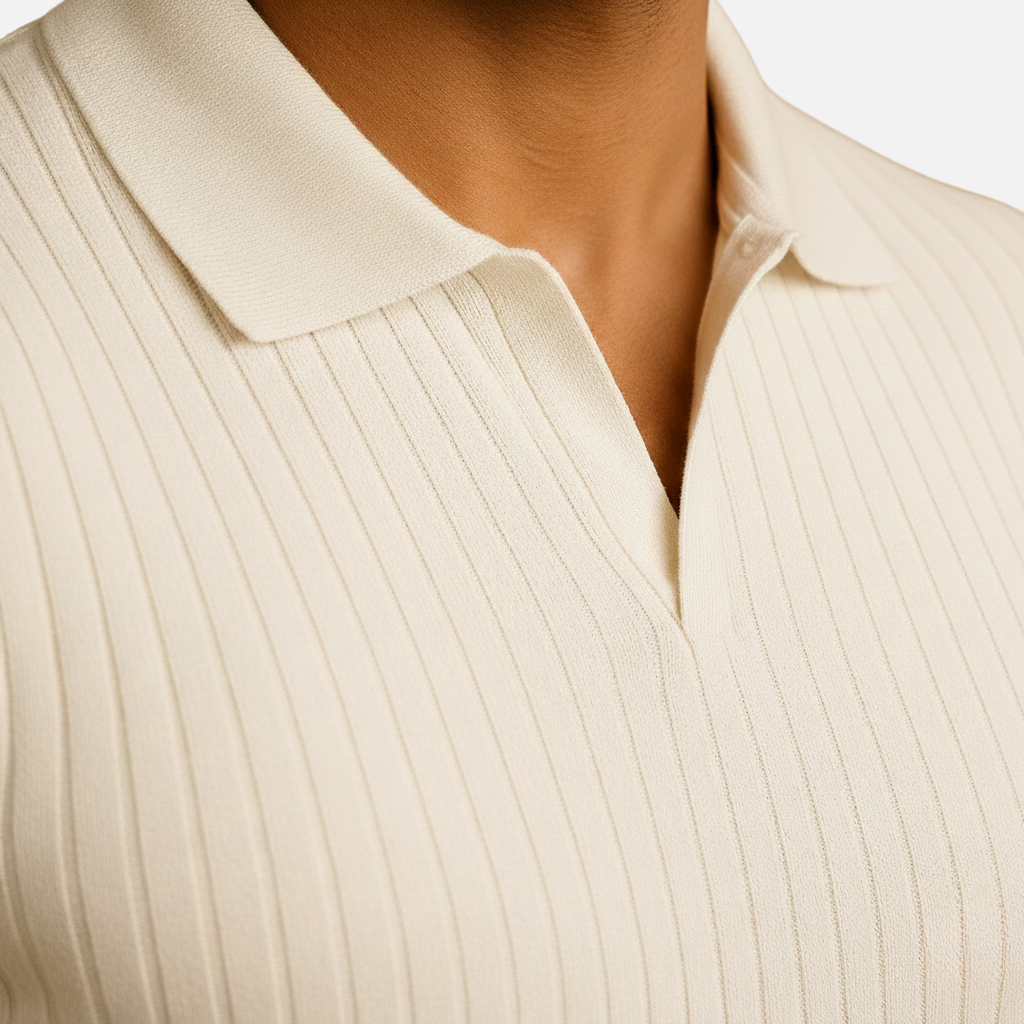 Slim Fit Polo Shirt with V-Neck for Men