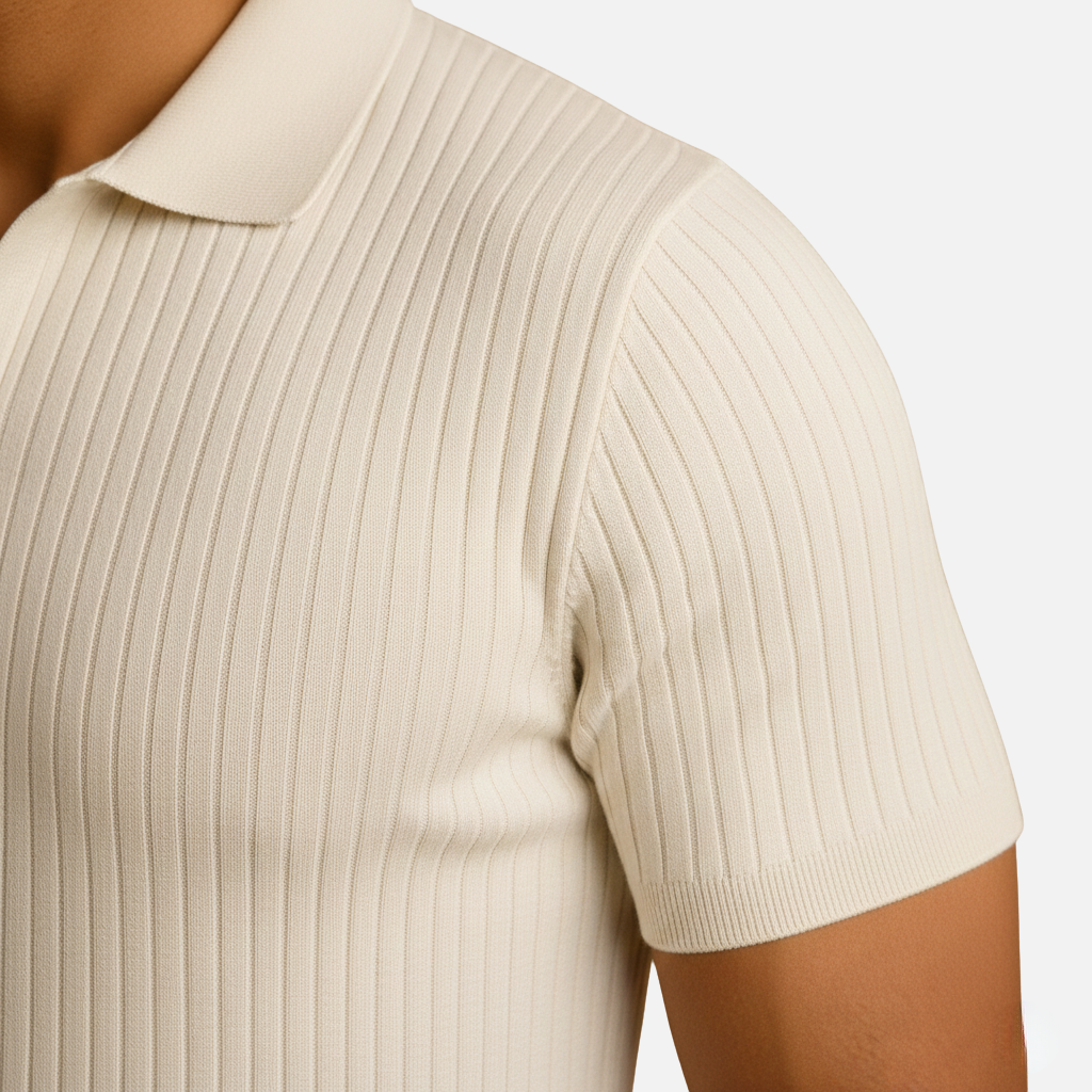 Slim Fit Polo Shirt with V-Neck for Men
