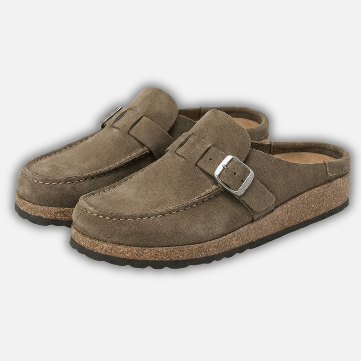 Slip-On Mule Shoes with Buckle Strap for Women