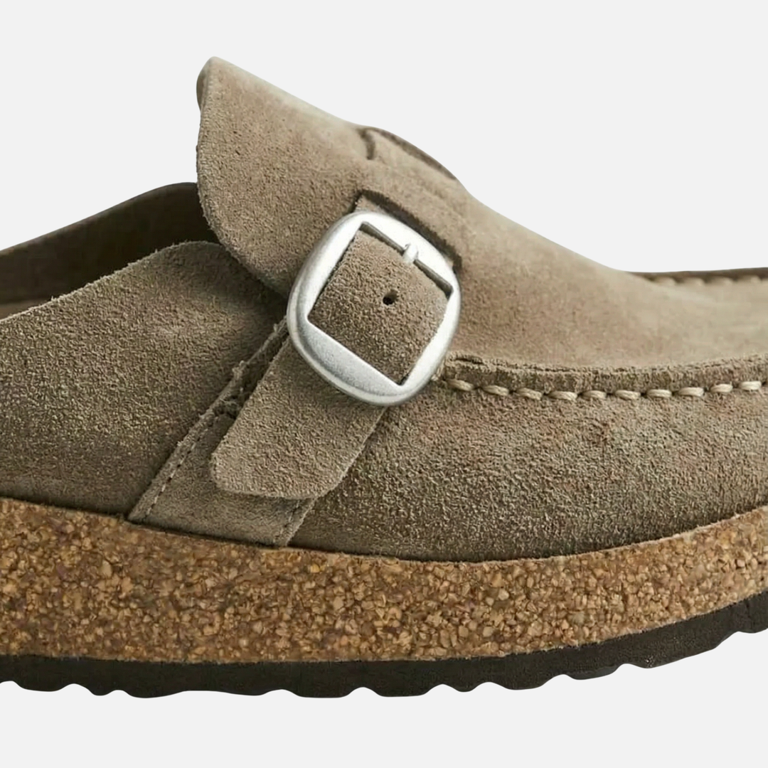 Slip-On Mule Shoes with Buckle Strap for Women