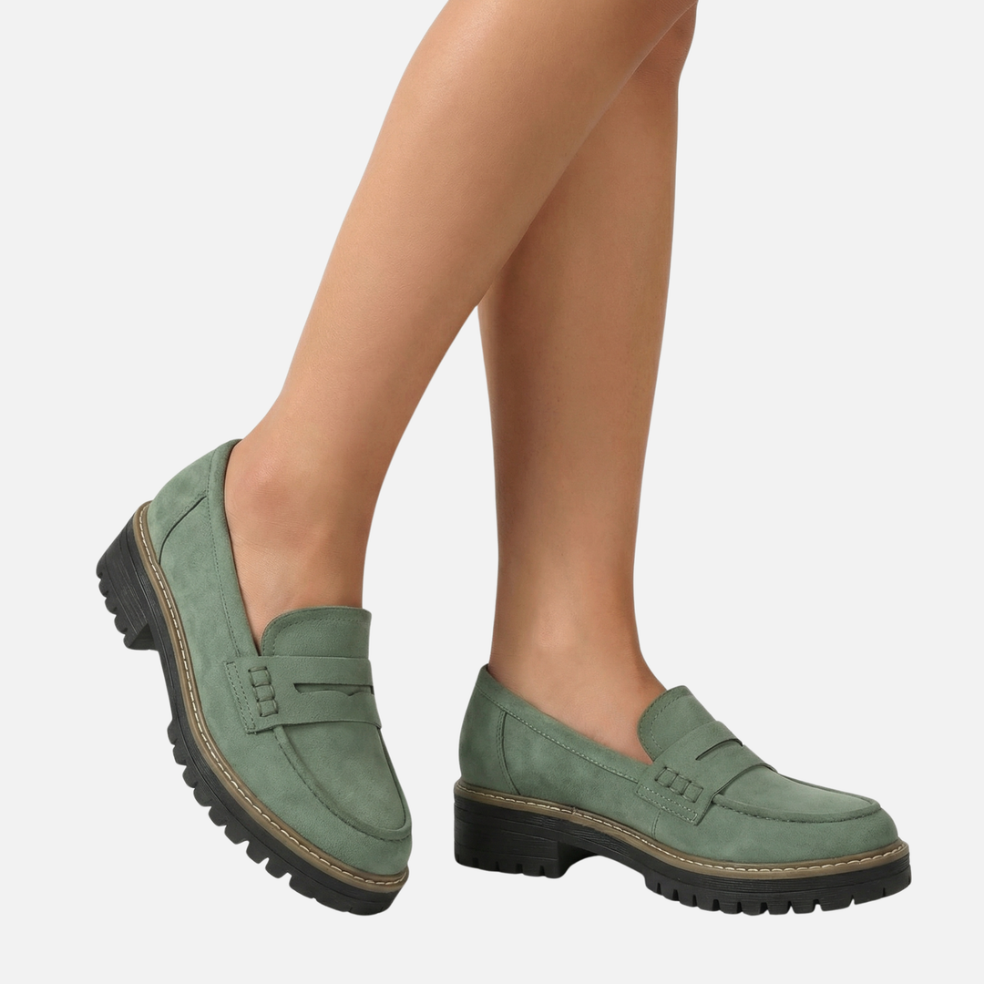 Modern Slip-On Loafer with Low Block Heel for Women