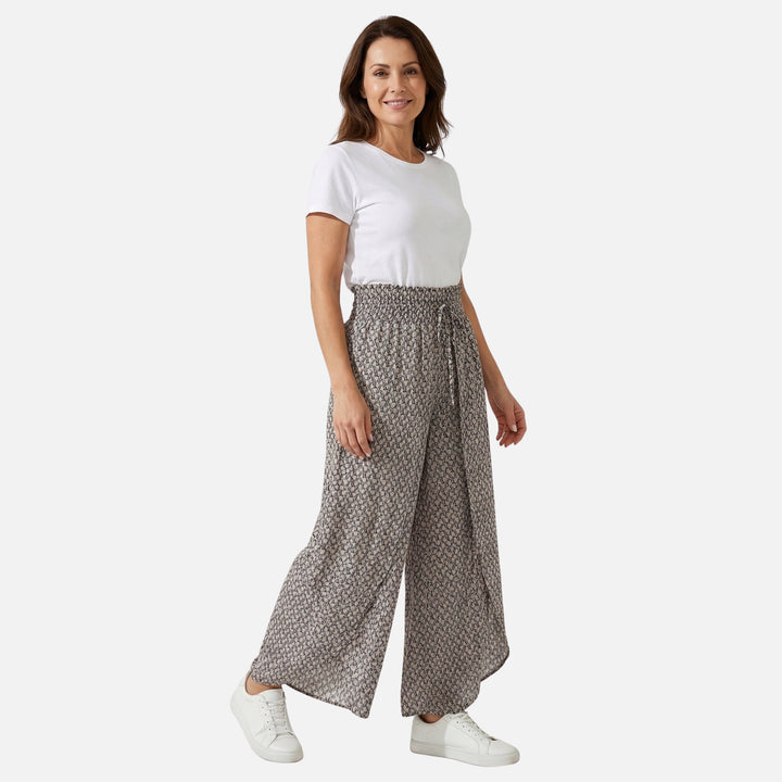 Soft Knit Wide Leg Abstract Print Pants for Women