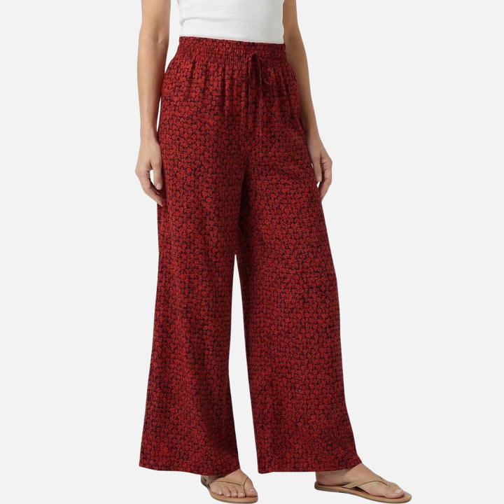 Soft Knit Wide Leg Abstract Print Pants for Women