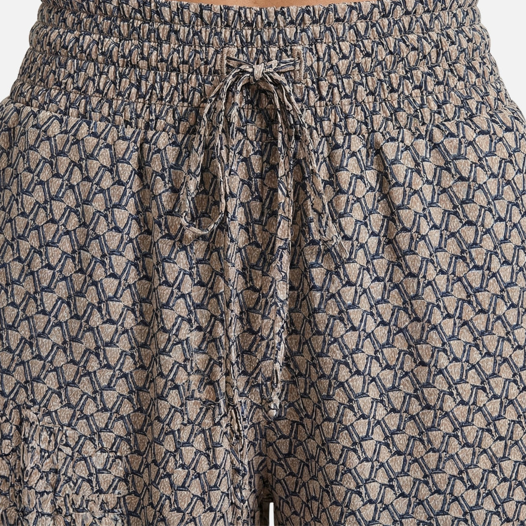 Soft Knit Wide Leg Abstract Print Pants for Women