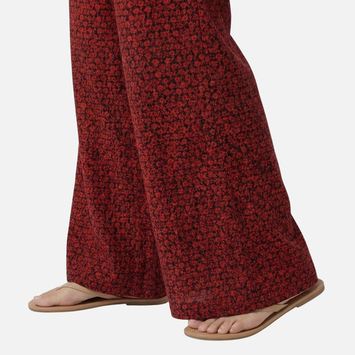 Soft Knit Wide Leg Abstract Print Pants for Women