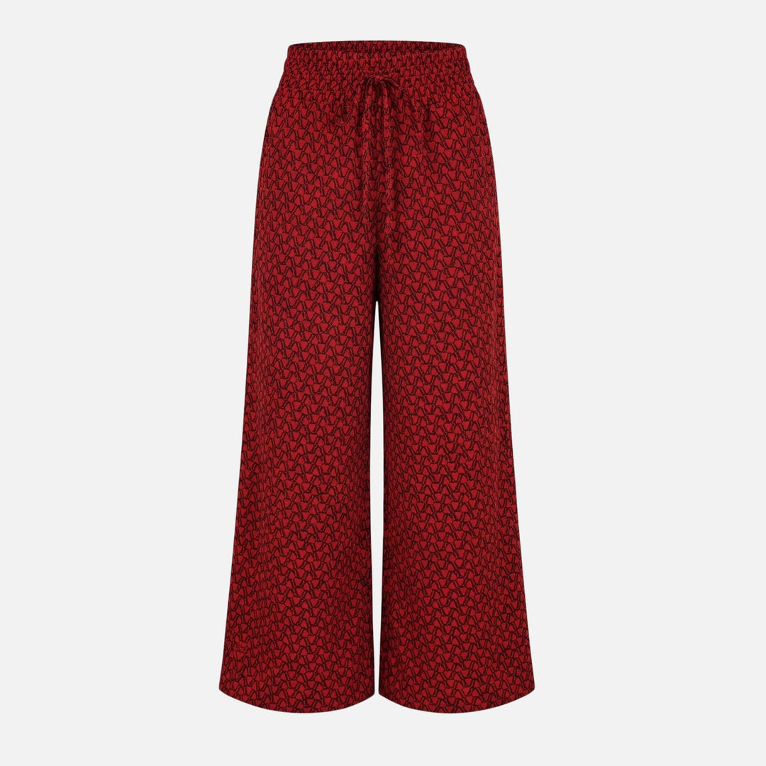 Soft Knit Wide Leg Abstract Print Pants for Women