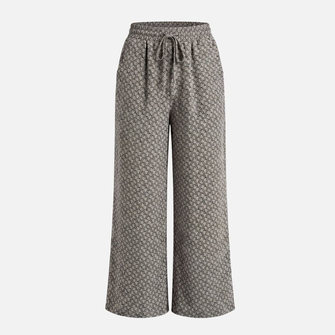 Soft Knit Wide Leg Abstract Print Pants for Women