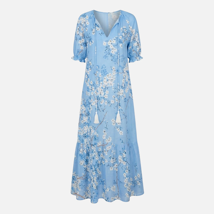 Soft Viscose Blend Midi Dress with V-neck for Women