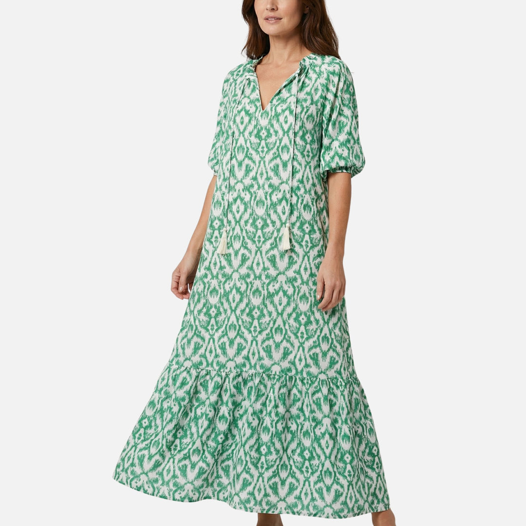 Soft Viscose Blend Midi Dress with V-neck for Women