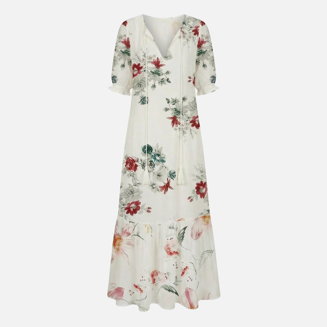 Soft Viscose Blend Midi Dress with V-neck for Women