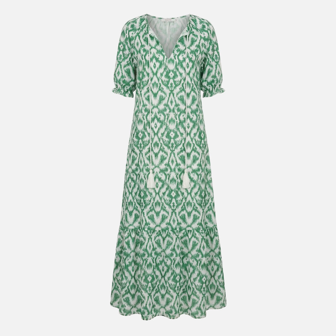 Soft Viscose Blend Midi Dress with V-neck for Women