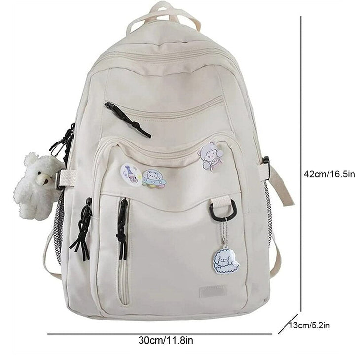 Spacious School Backpack – With Stylish Pins and Keychain 4