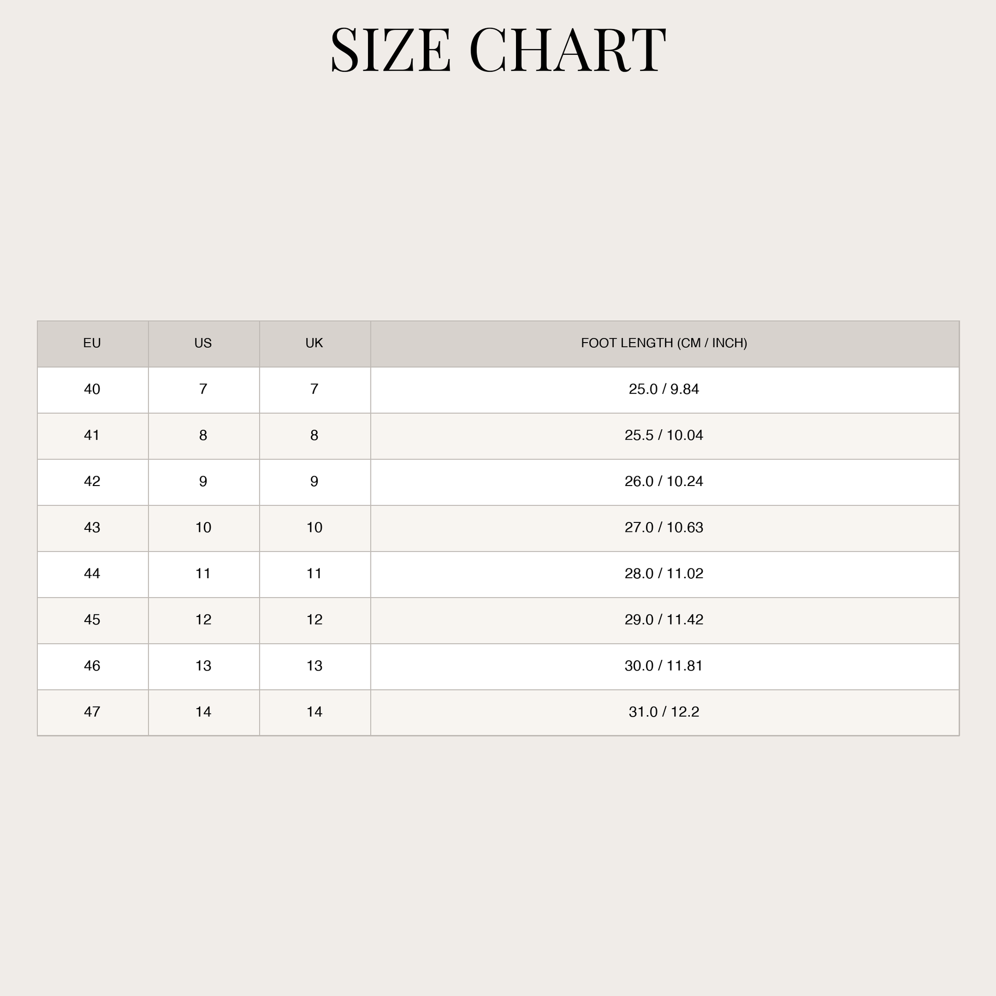 Size Chart