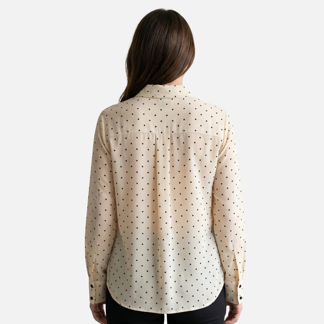 Dotted Bow-Tie Neck Blouse for Women
