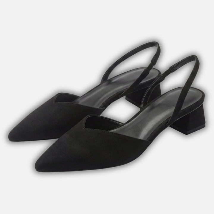 Pointed Toe Slingback Heels with Low Block Heel for Women