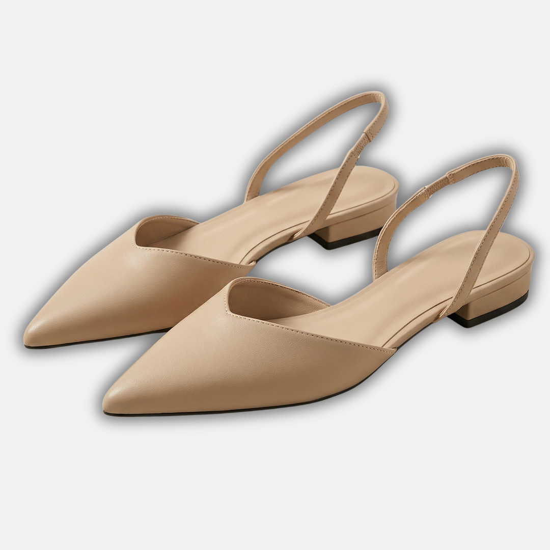 Pointed Toe Slingback Heels with Low Block Heel for Women