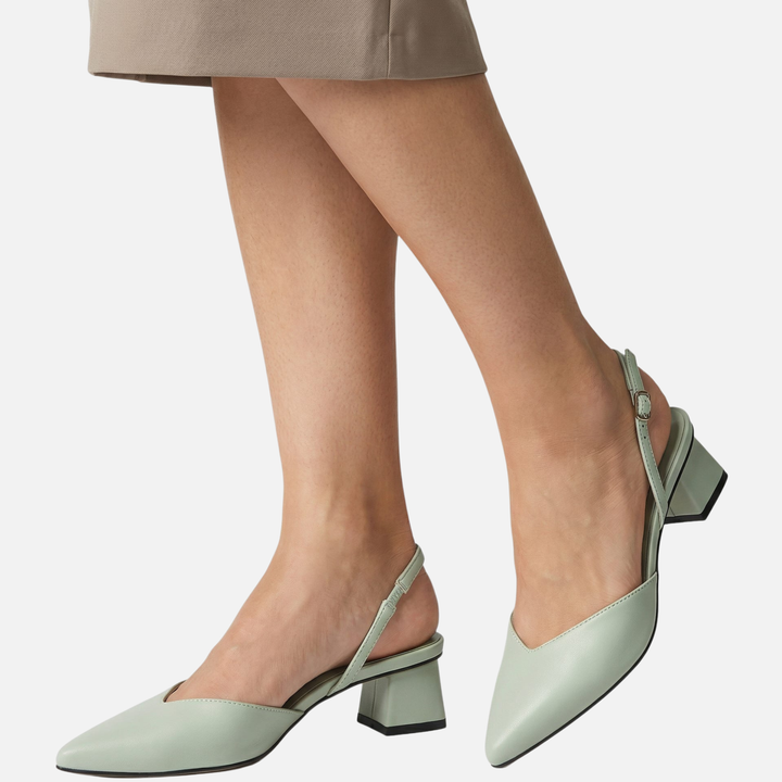 Pointed Toe Slingback Heels with Low Block Heel for Women