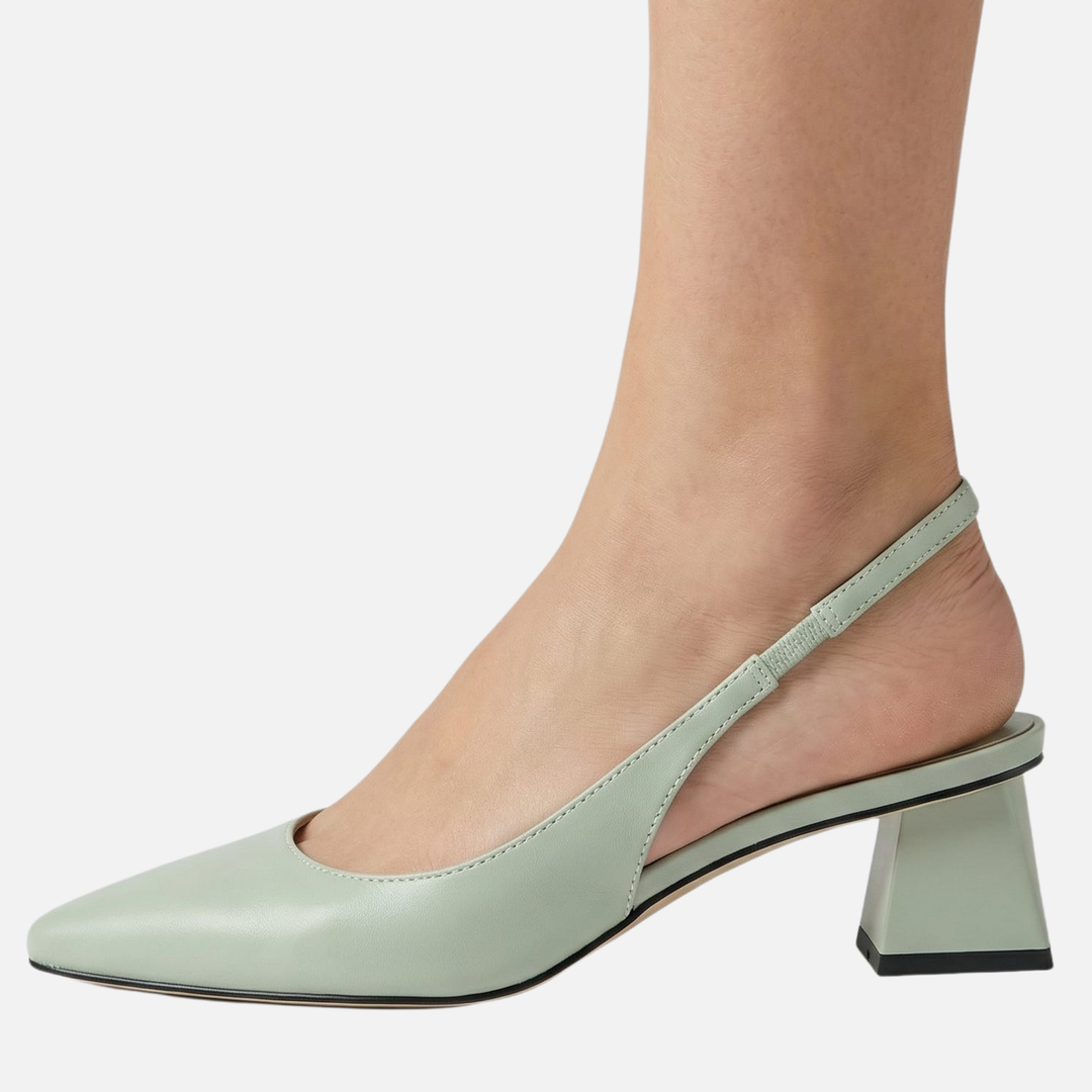 Pointed Toe Slingback Heels with Low Block Heel for Women
