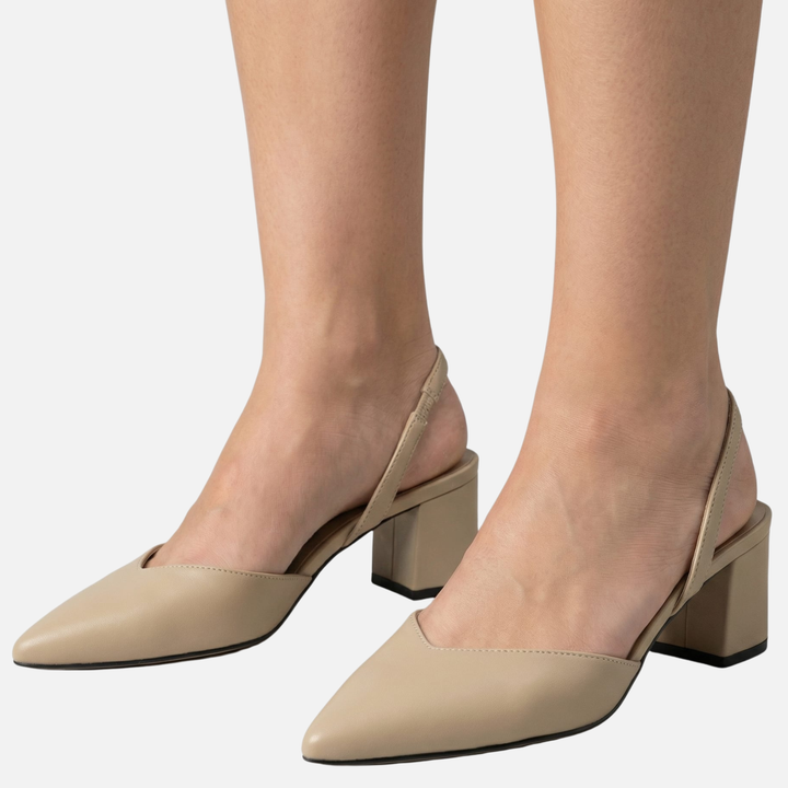 Pointed Toe Slingback Heels with Low Block Heel for Women