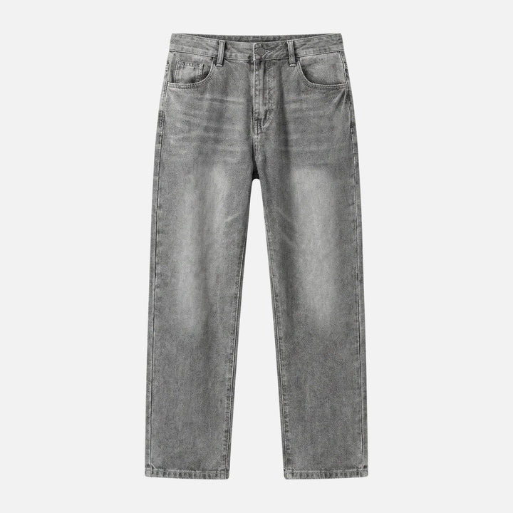 Straight Fit Denim Jeans – Faded Wash for Men