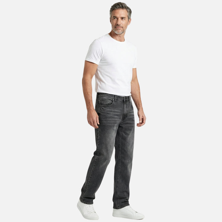 Straight Fit Denim Jeans – Faded Wash for Men