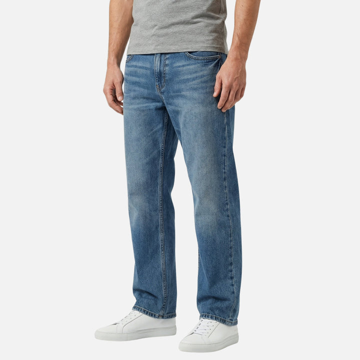 Straight Fit Denim Jeans – Faded Wash for Men