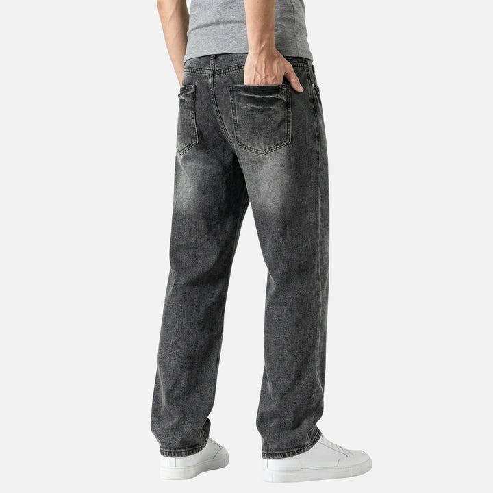 Straight Fit Denim Jeans – Faded Wash for Men